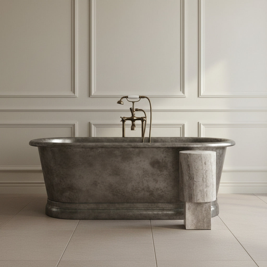 Column Table - Silver Travertine