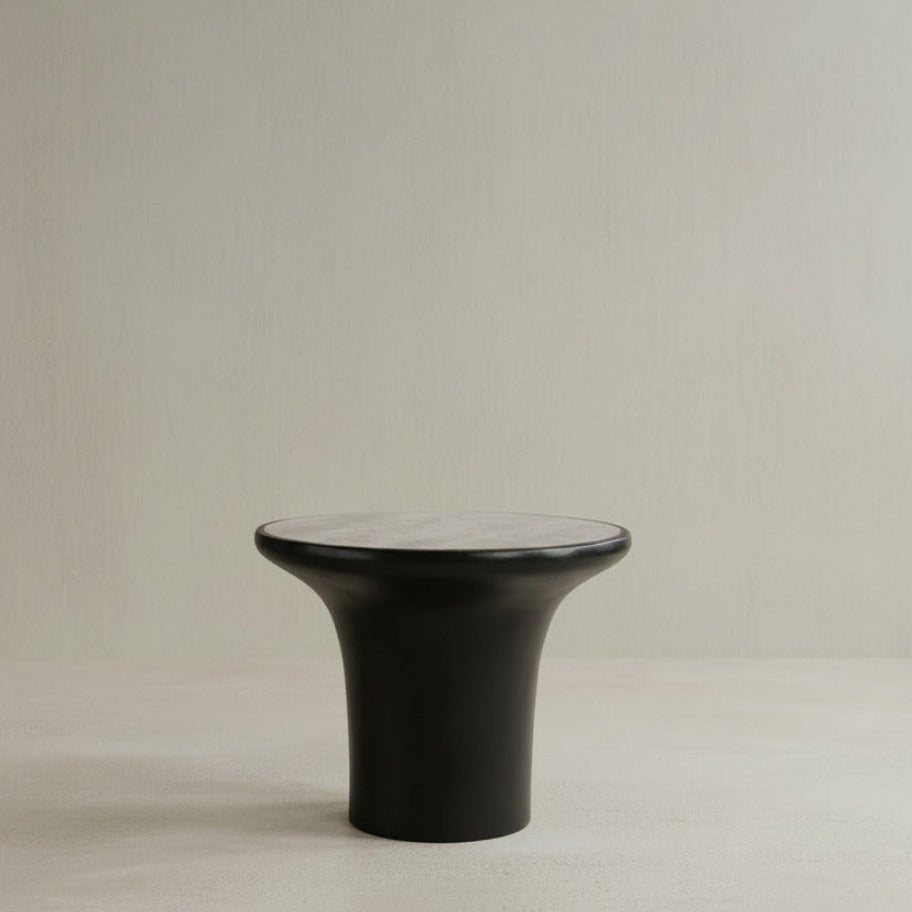 Trumpet Table, Low - Silver Travertine