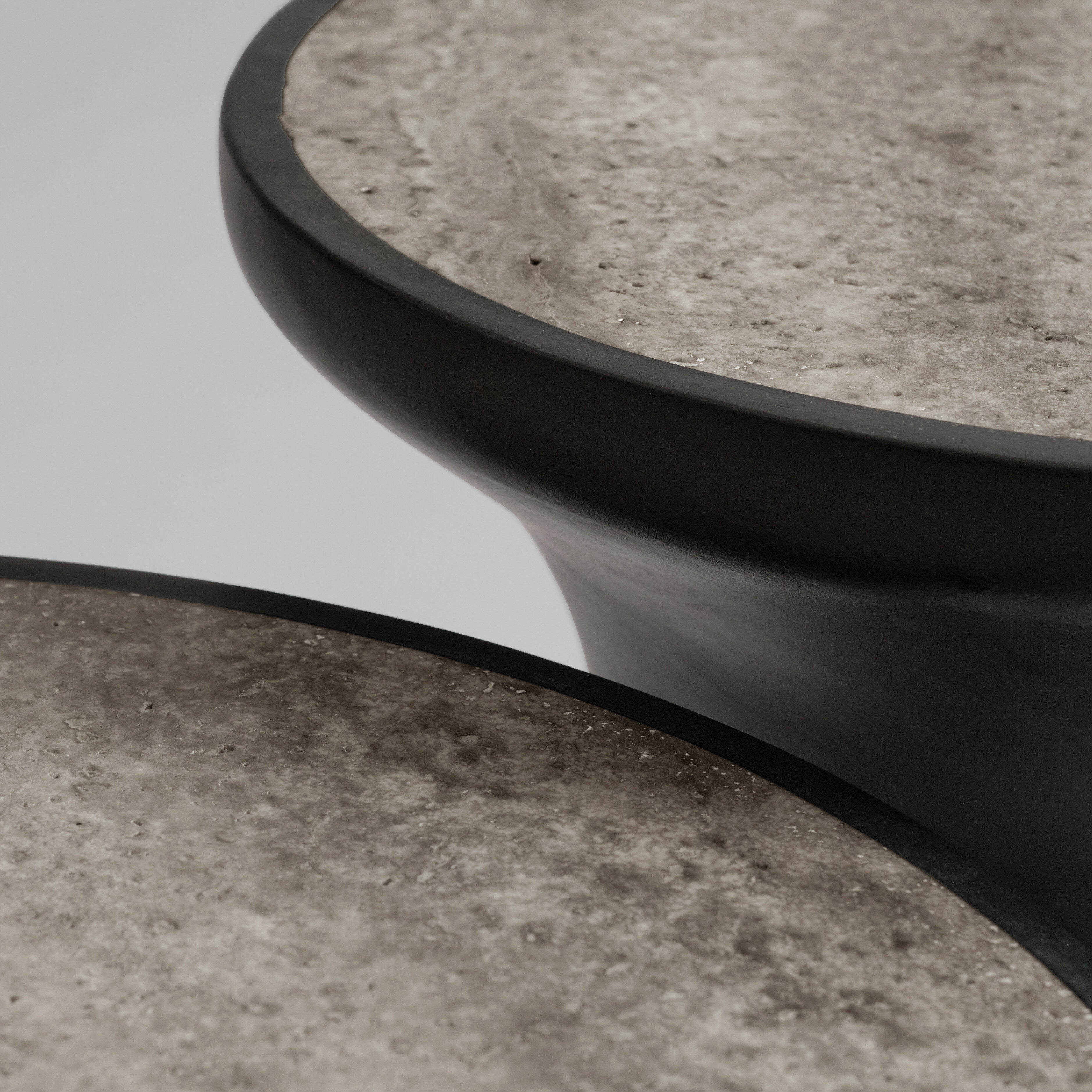 101 Copenhagen - Trumpet Table, Low - Silver Travertine - Coffee Table
