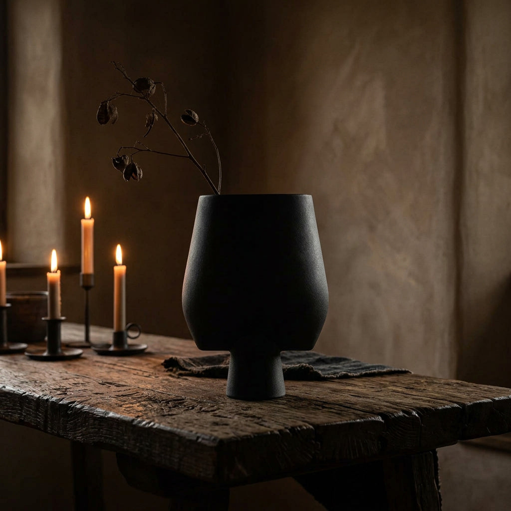 Sphere Vase Square, Big - Black