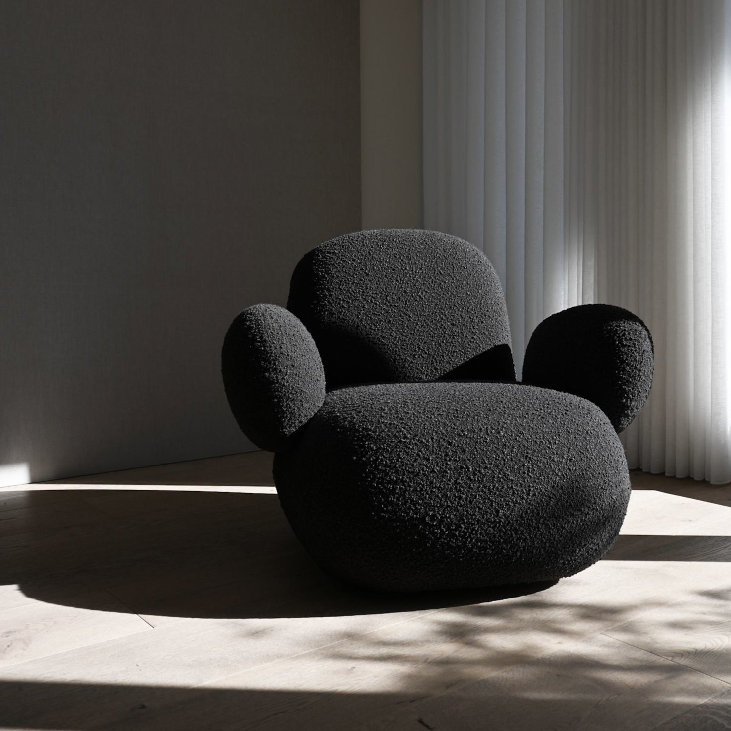 Toe Armchair, Flat - Deep Taupe Bouclé*