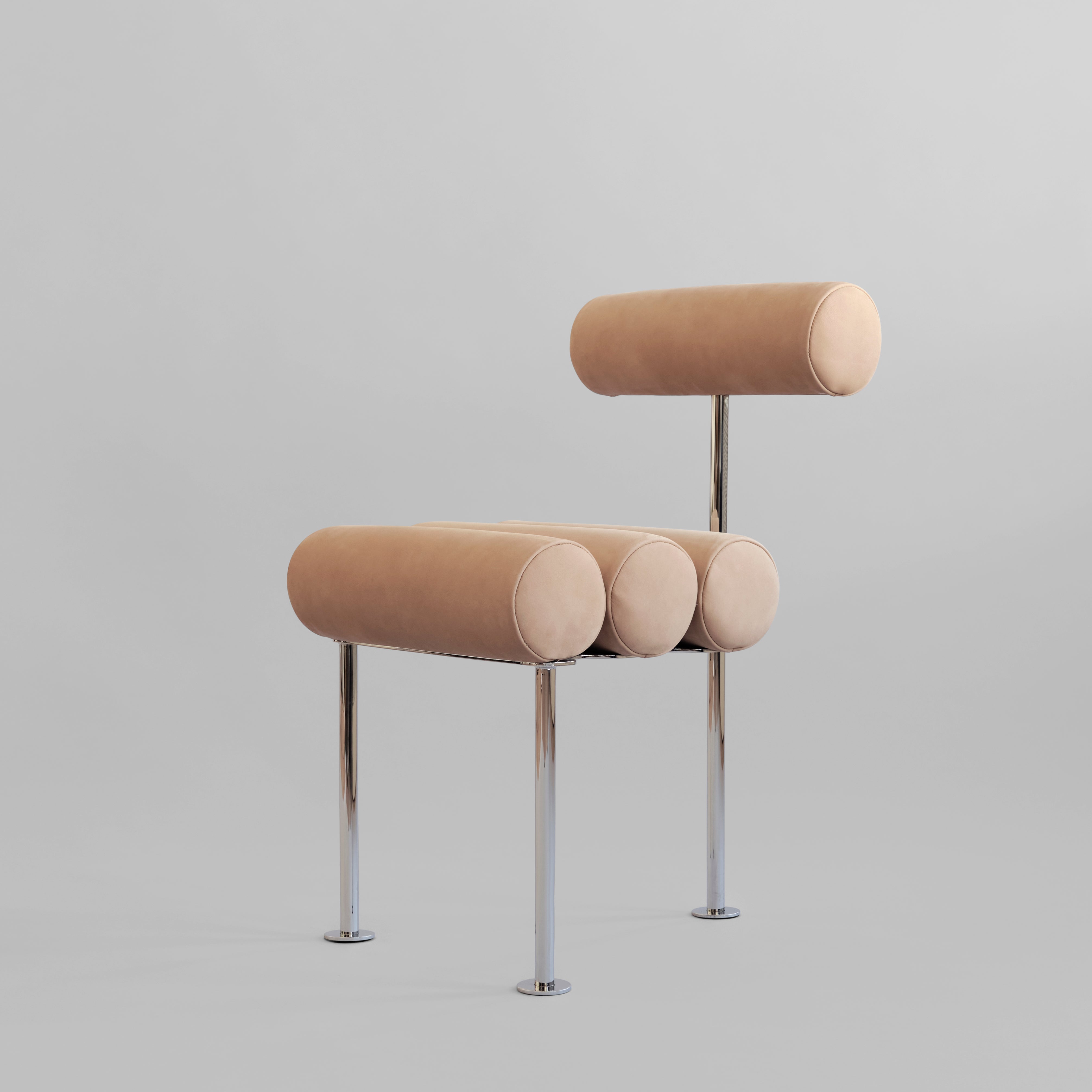 Hiro Dining Chair, Stainless Steel - Nubuck