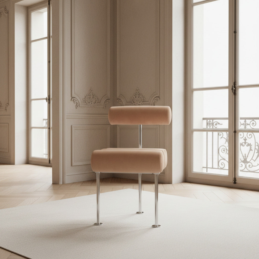 Hiro Dining Chair, Stainless Steel - Nubuck