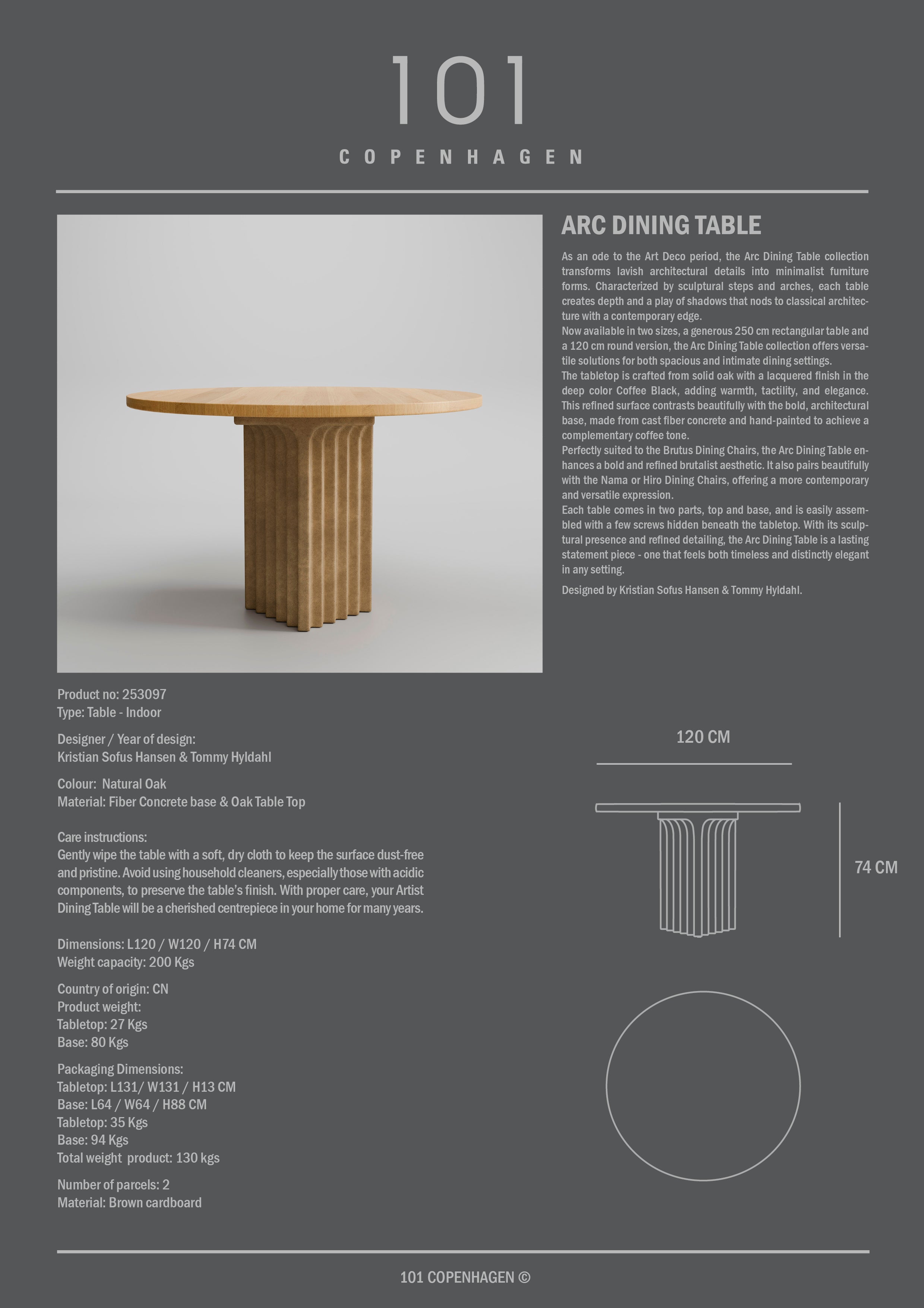 Arc Dining Table, Ø120 - Natural Oak