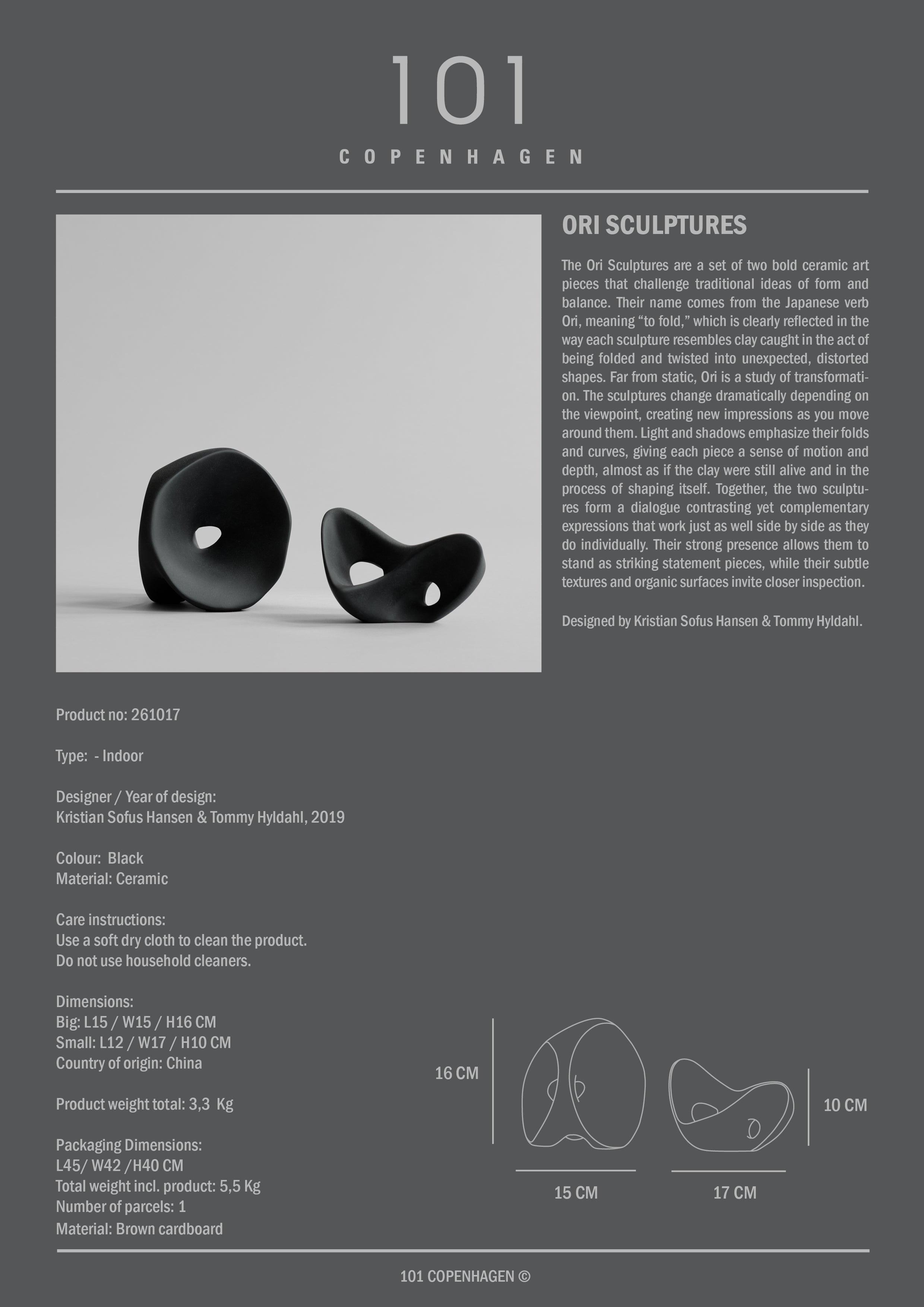 Ori Sculptures - Black, Set of 2