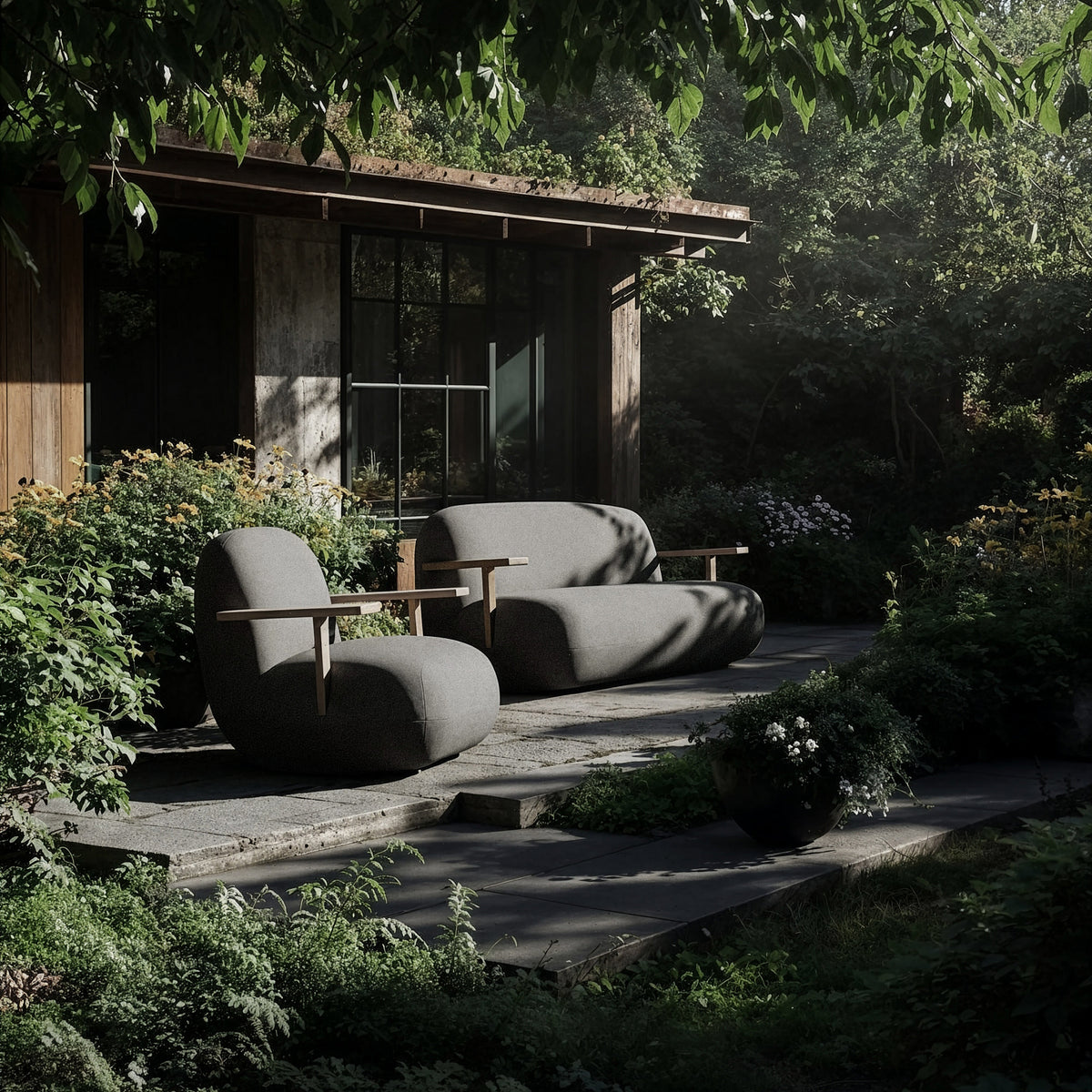 Toe Sofa - Teak / Stone Gray