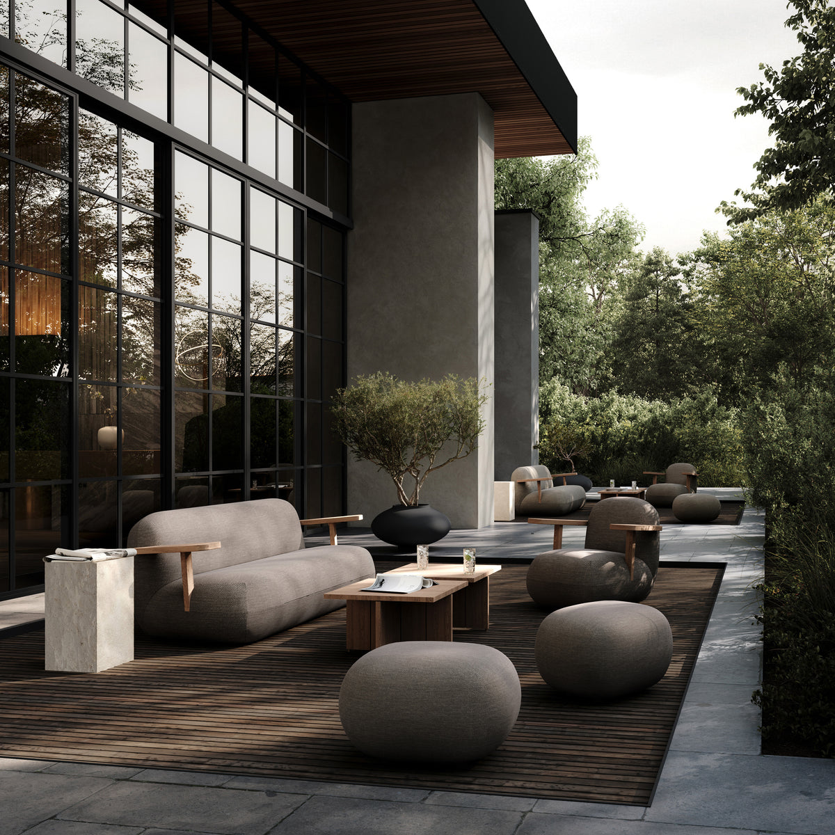 Toe Sofa - Teak / Stone Gray