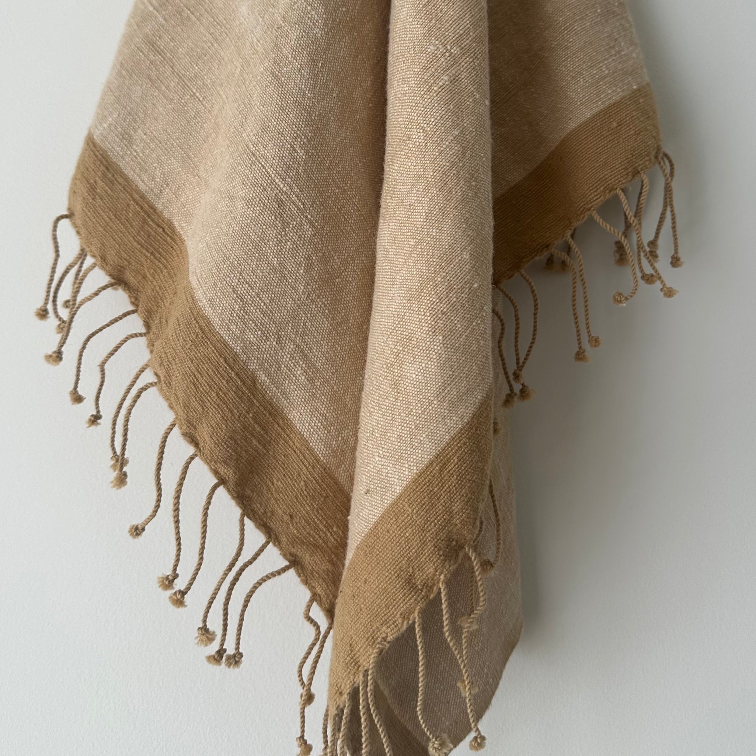 Savu Towel, Beige with Brown Edge - Hand Woven