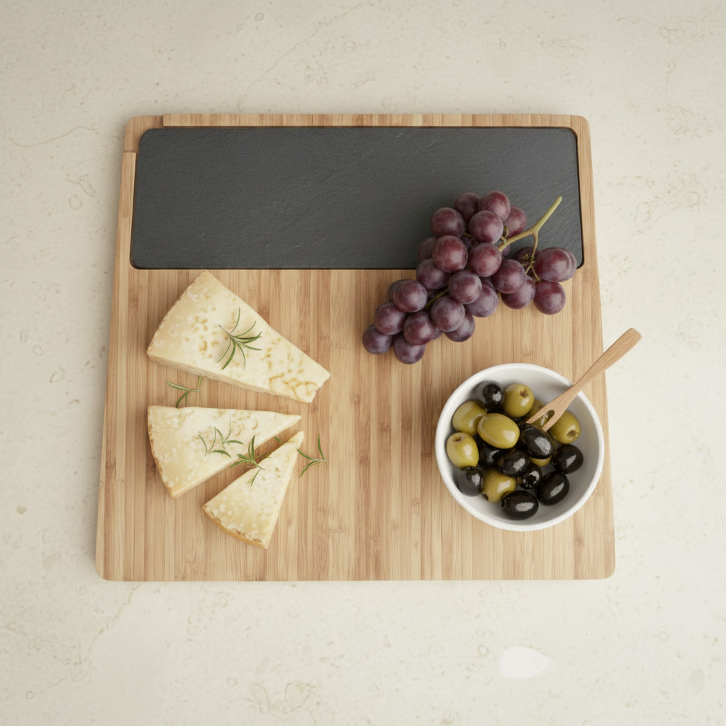 Twin serving tray bamboo