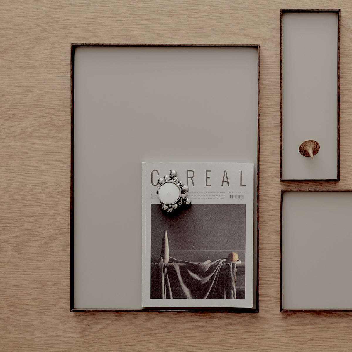 FRAME tray small, smoked oak/grey