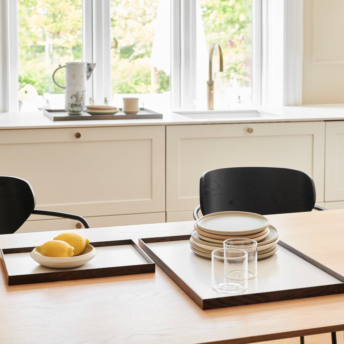 FRAME tray medium, smoked oak/beige