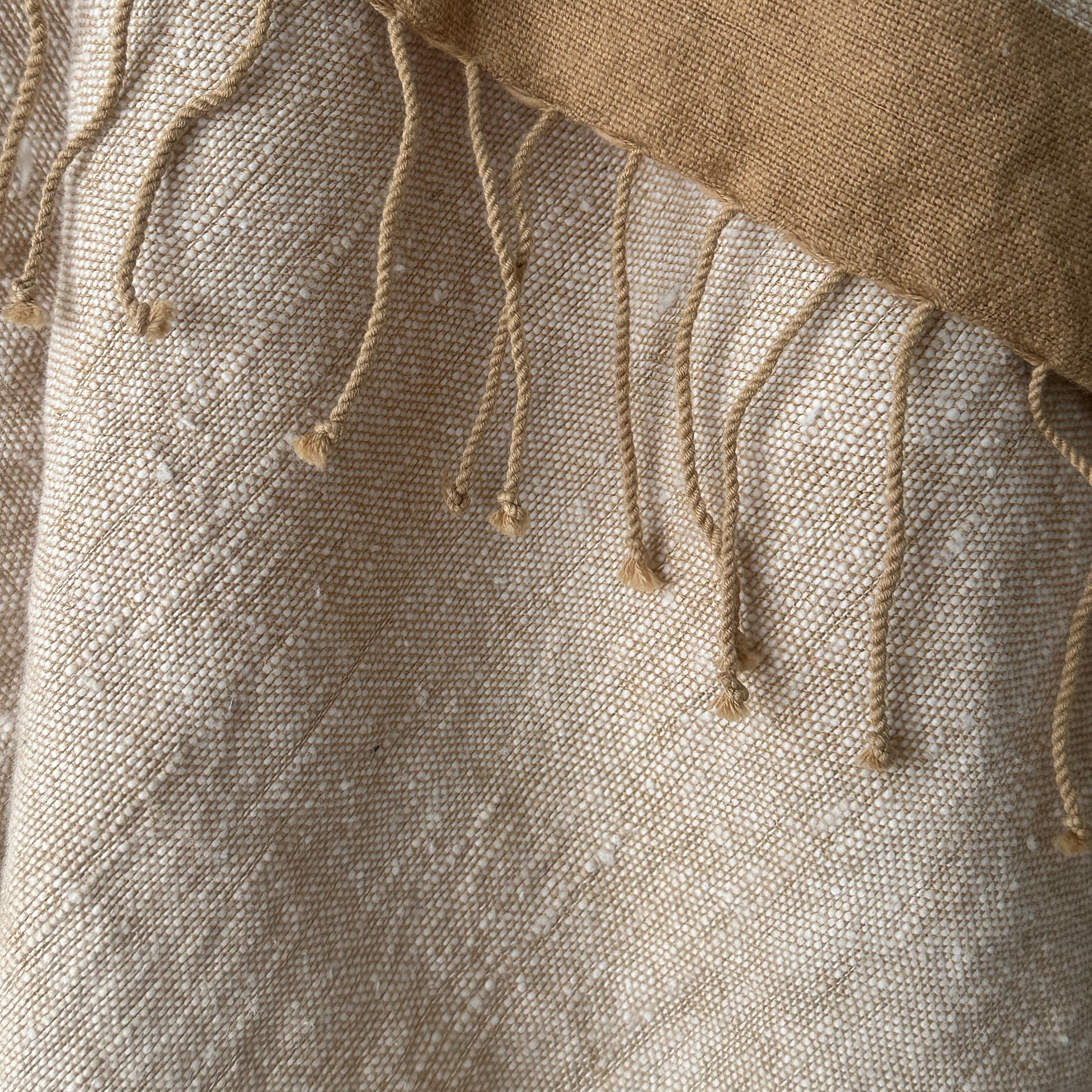 Savu Towel, Beige with Brown Edge - Hand Woven