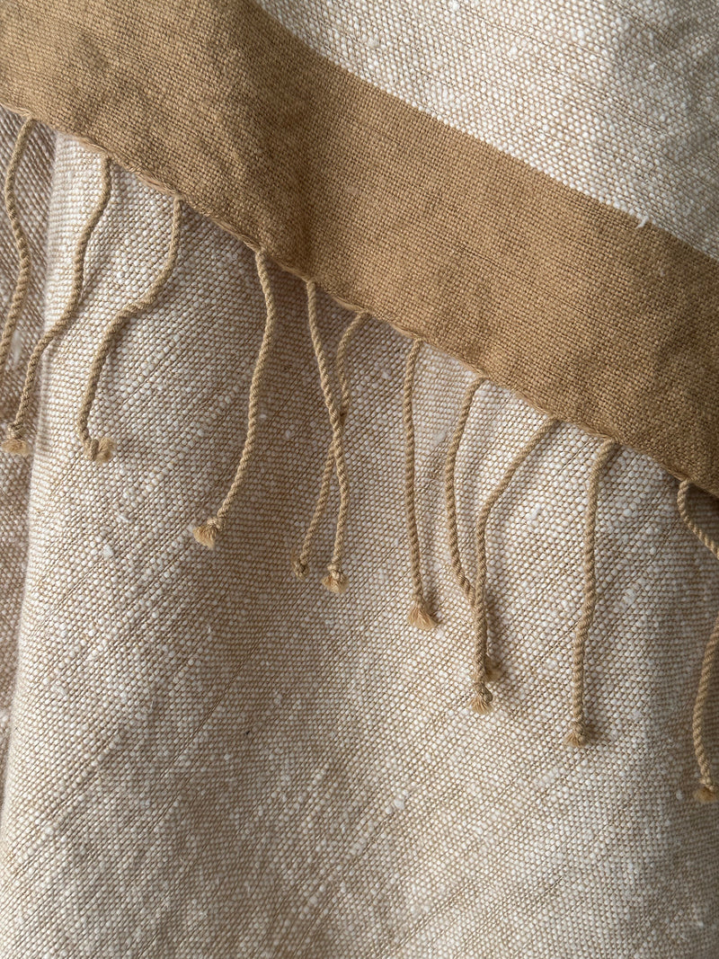 Savu Towel, Beige with Brown Edge - Hand Woven