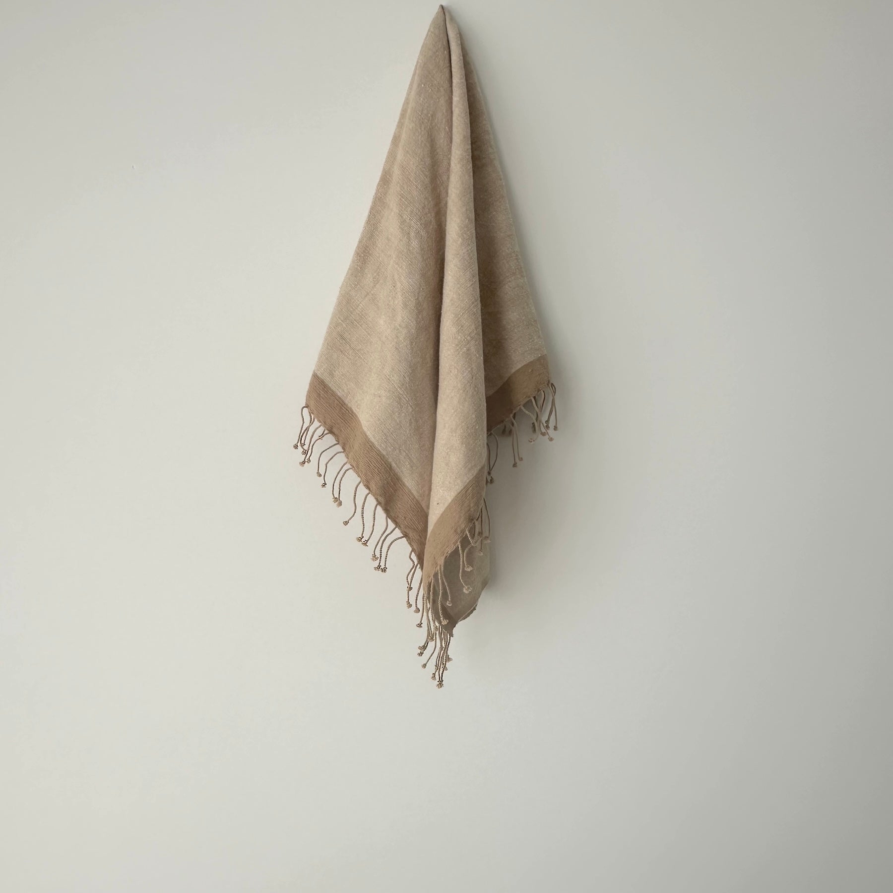 Savu Towel, Beige with Brown Edge - Hand Woven