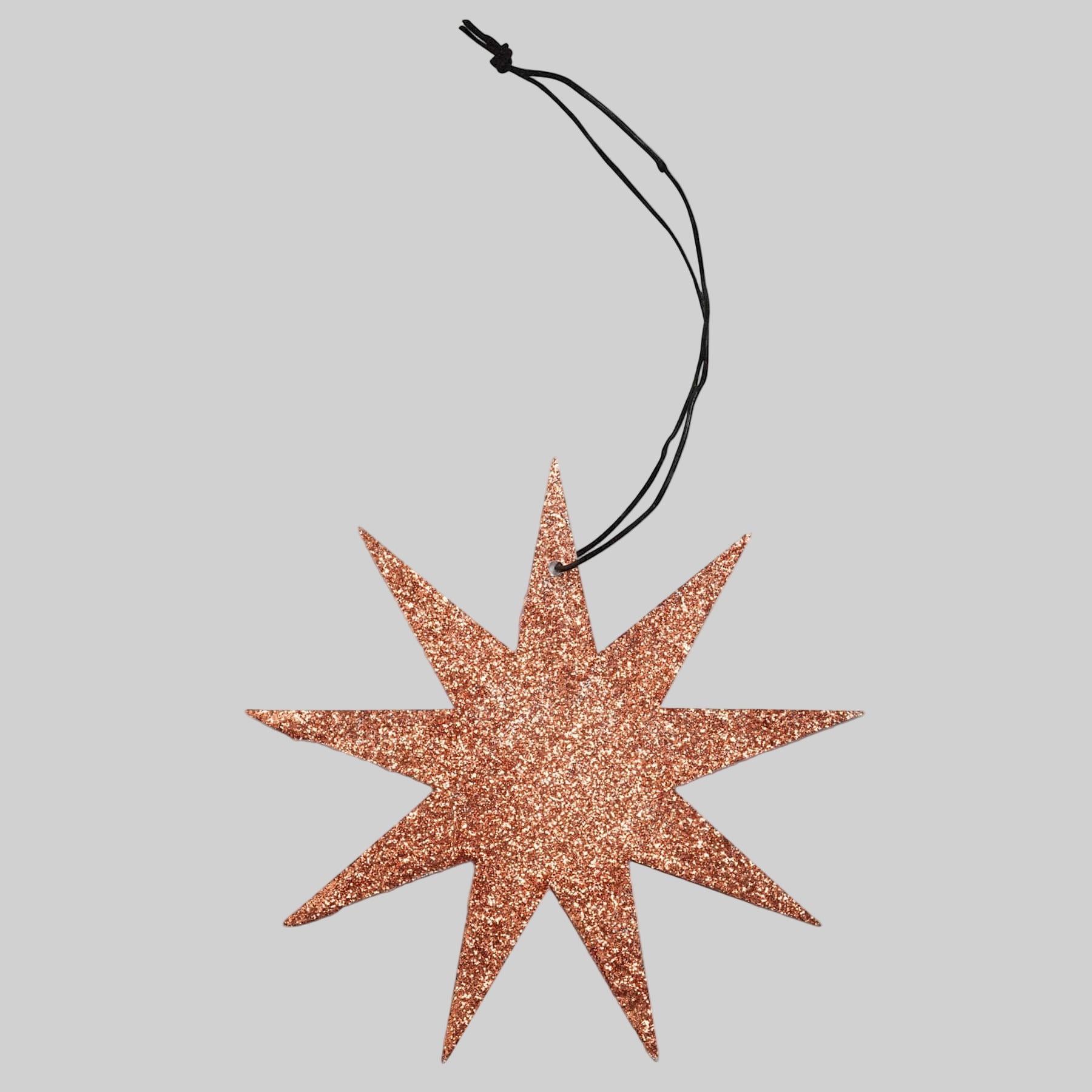 Holiday Ornament - 9-point glitter star, copper (box of 12)