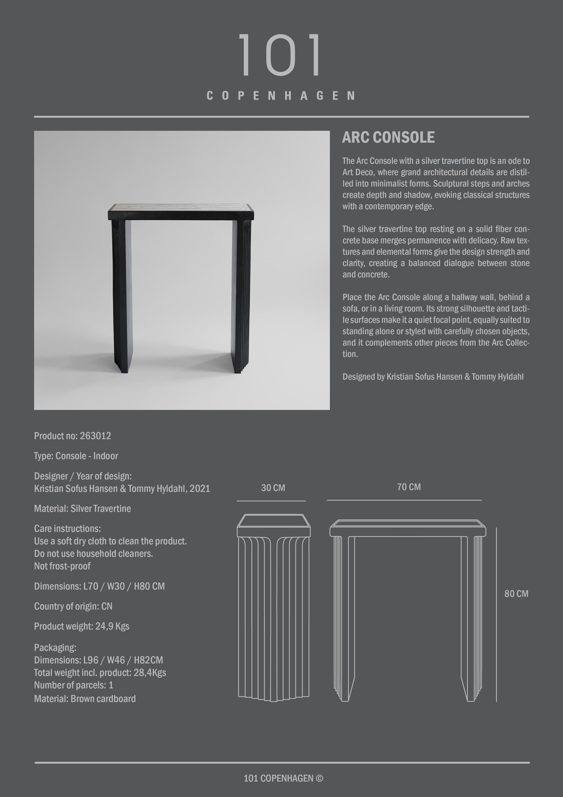 Arc Console - Silver Travertine