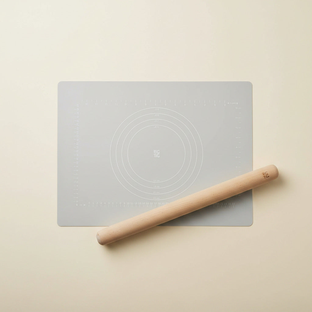 BAKE-IT rolling pin and baking mat - light grey