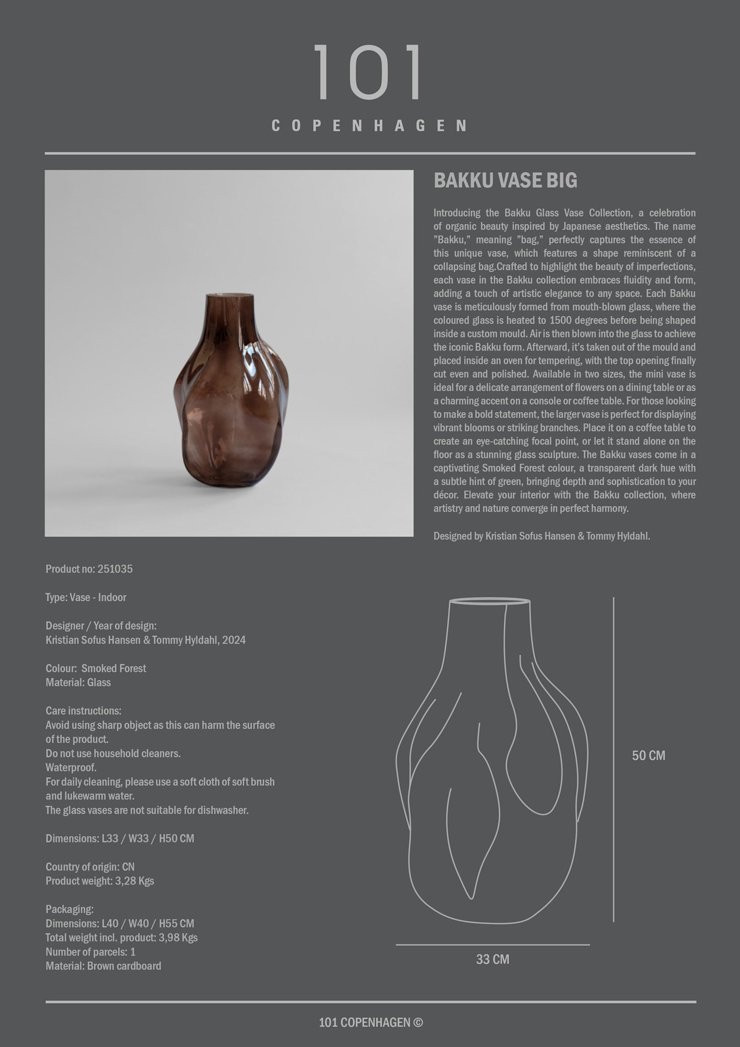 Bakku Vase, Big - Smoked Forest*