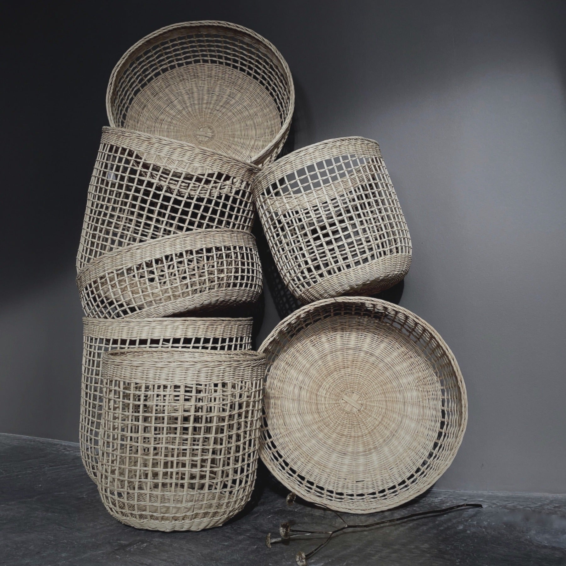 Rattan baskets, set of 3