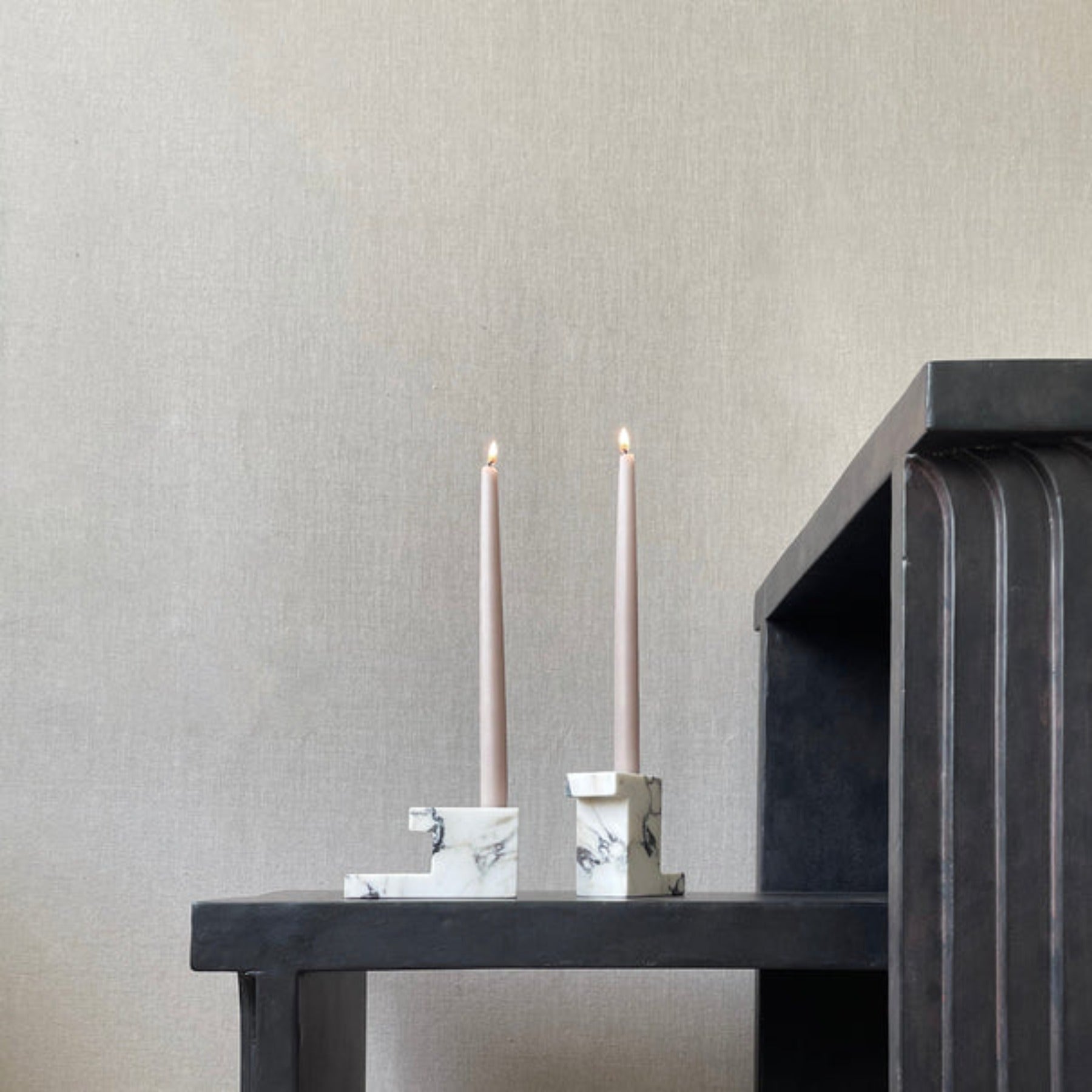 Brick Candleholder, Low - Calacatta