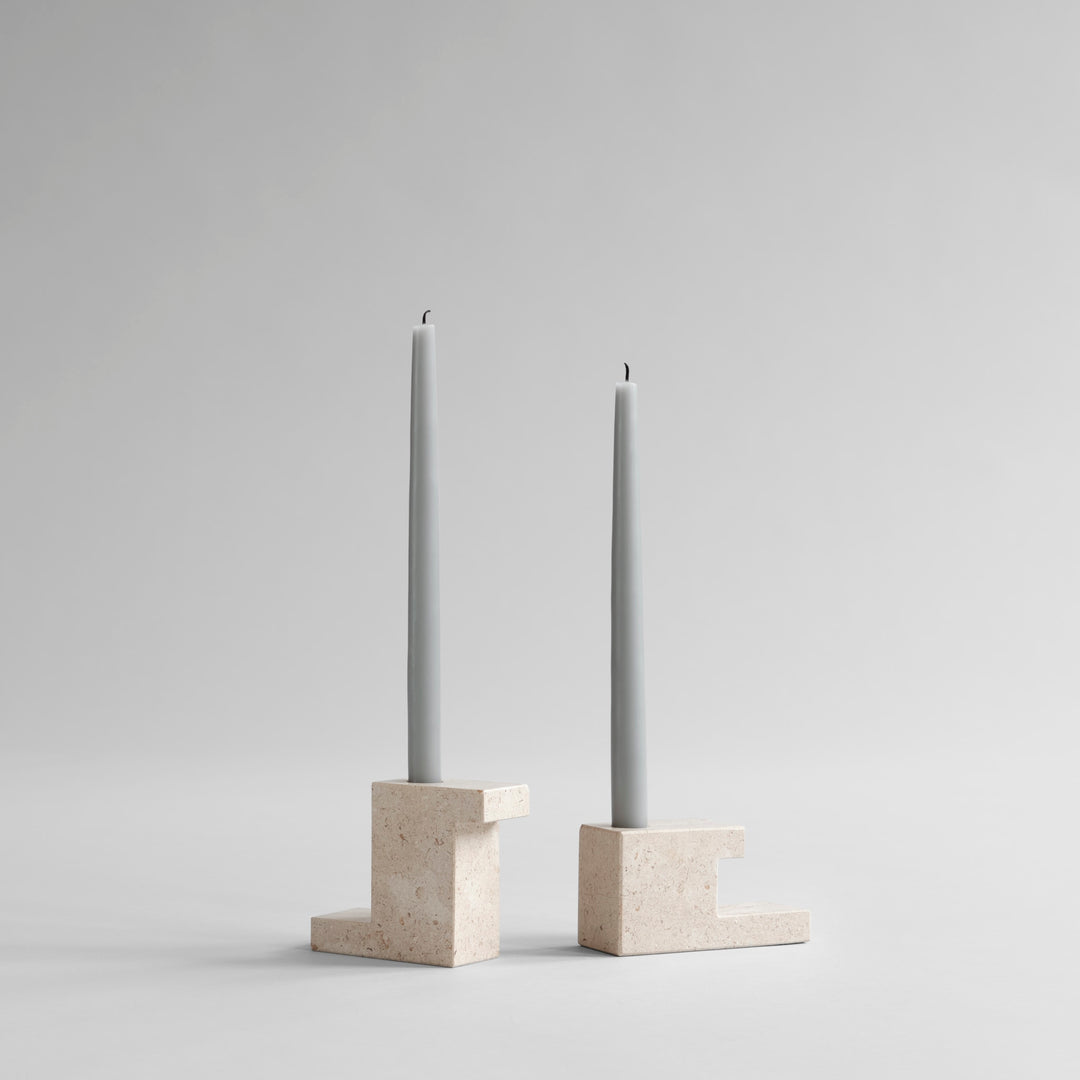 Brick Candleholder, Low - Limestone