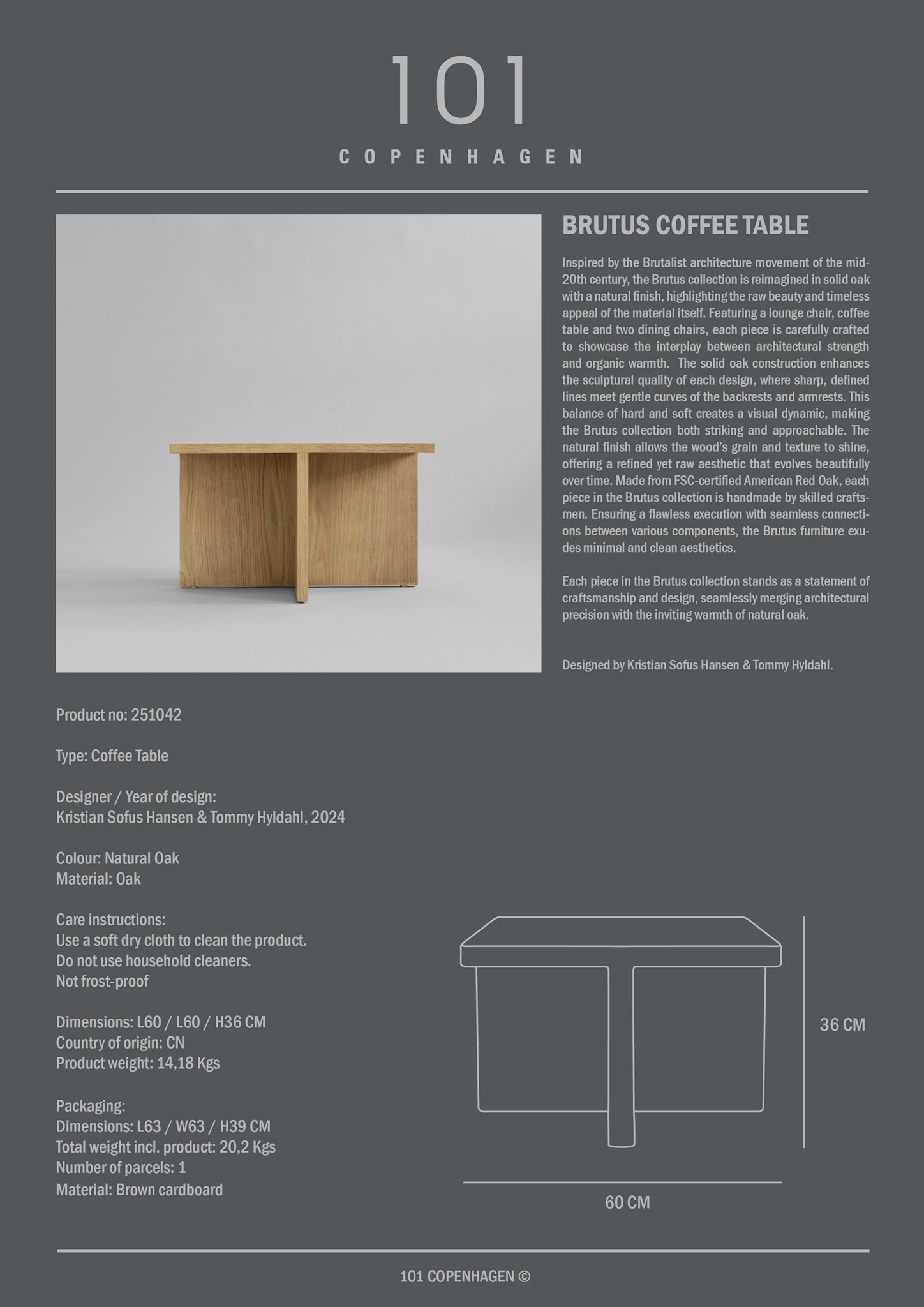 Brutus Coffee Table - Natural Oak*