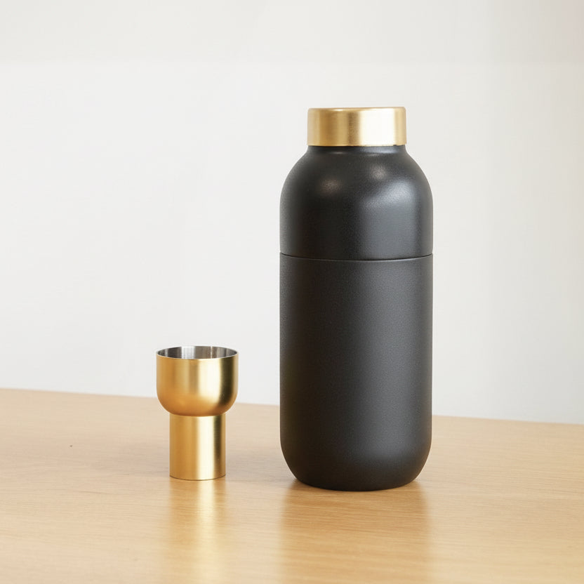 Collar Cocktail Shaker, Black & Brass