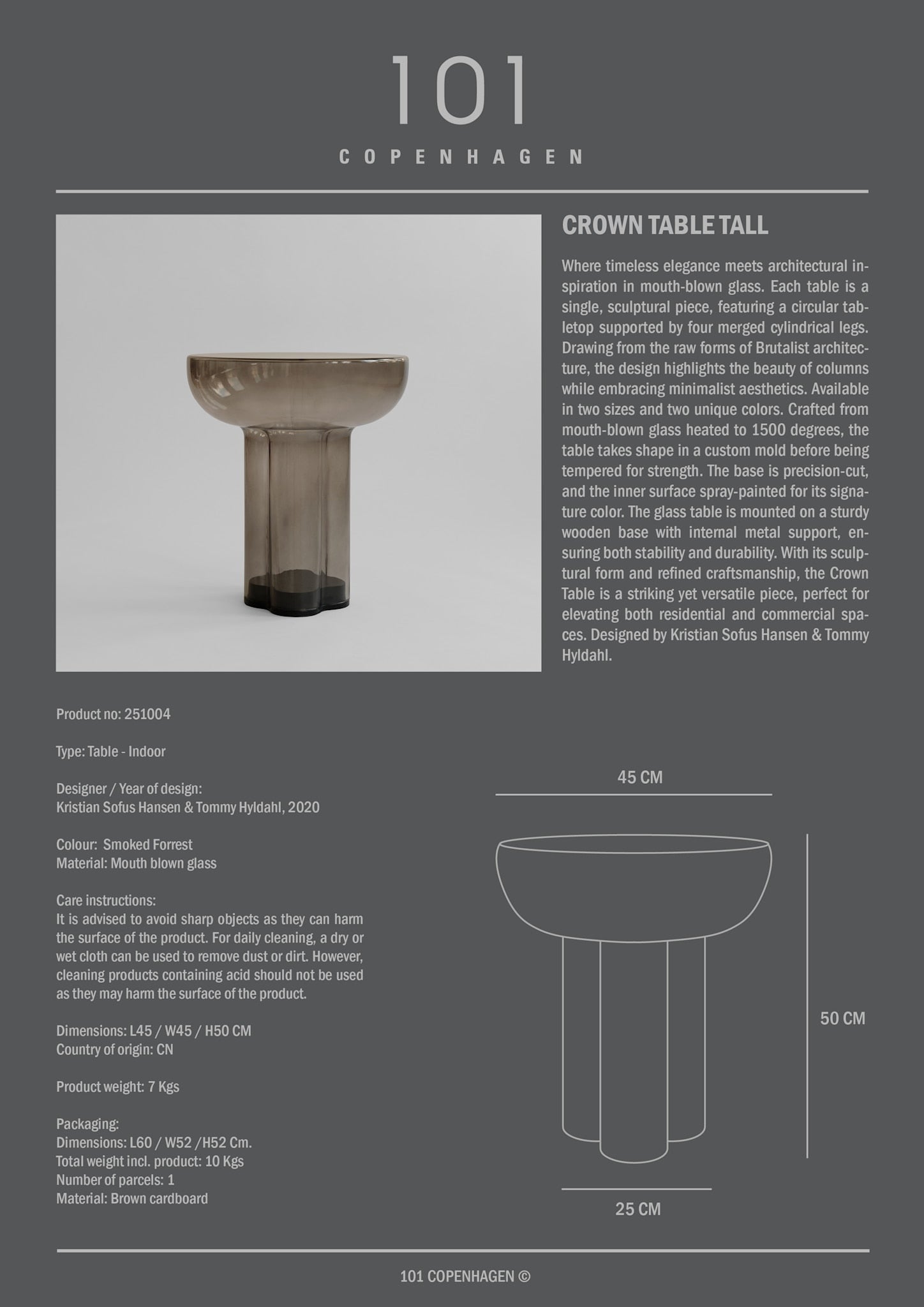Crown Table, Tall - Smoked Forest*