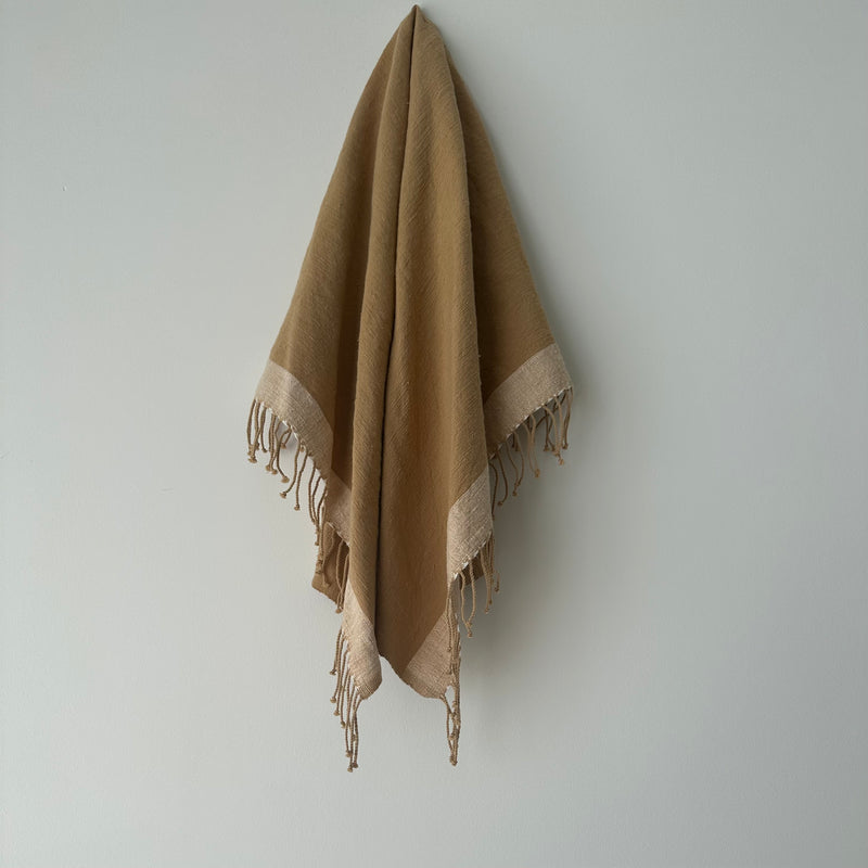 Savu Towel, Brown with Beige Edge - Hand Woven