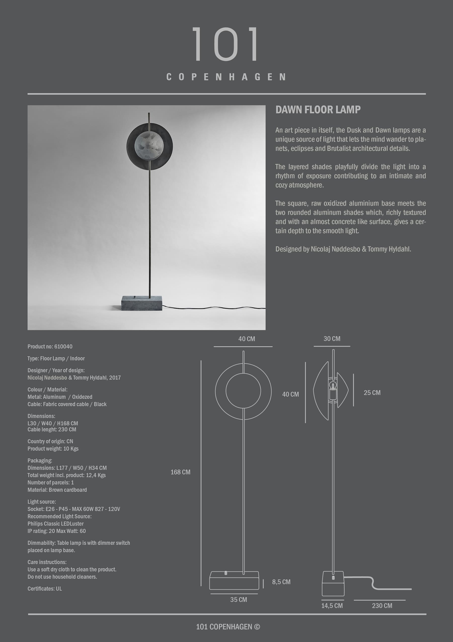Dawn Floor Lamp - Oxidized, UL