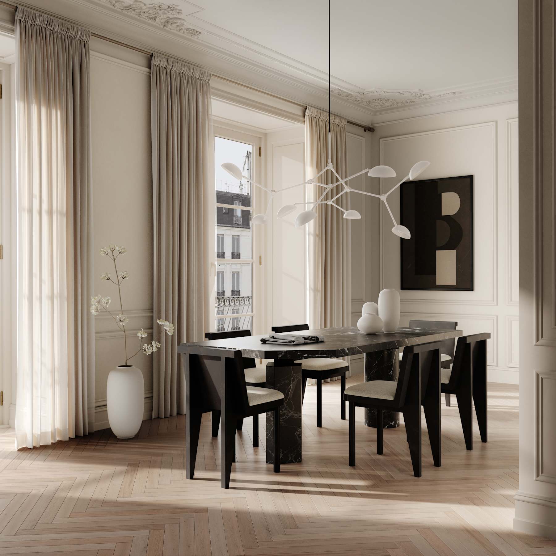 Drop Chandelier - White with 2 Cord Options