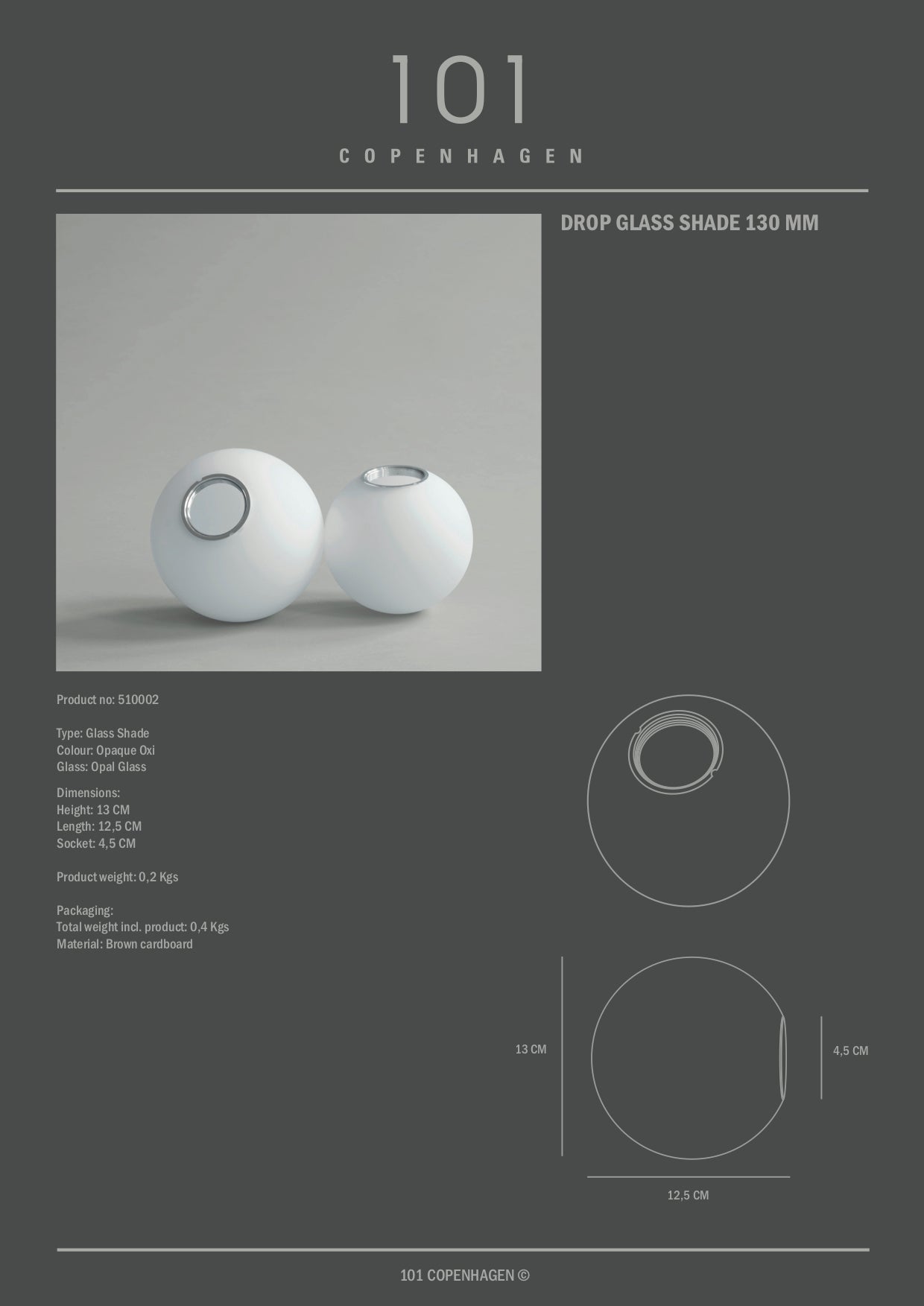 Drop/Sahn Glass Replacement Shade 130mm/5.1" Ø