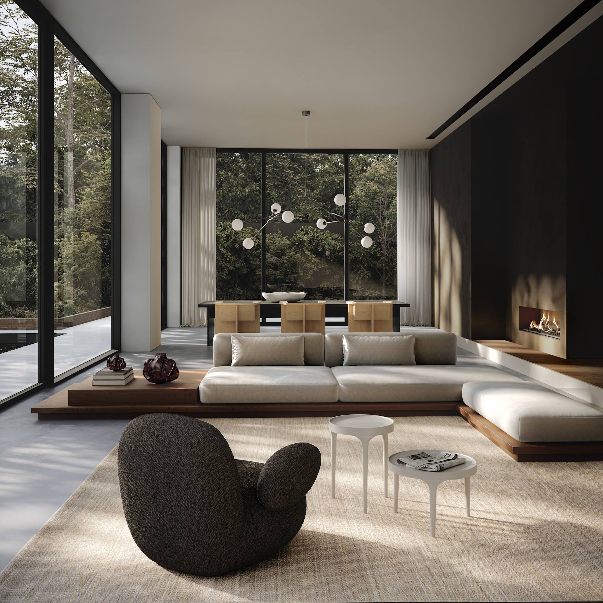 Toe Armchair, Flat - Deep Taupe Bouclé*