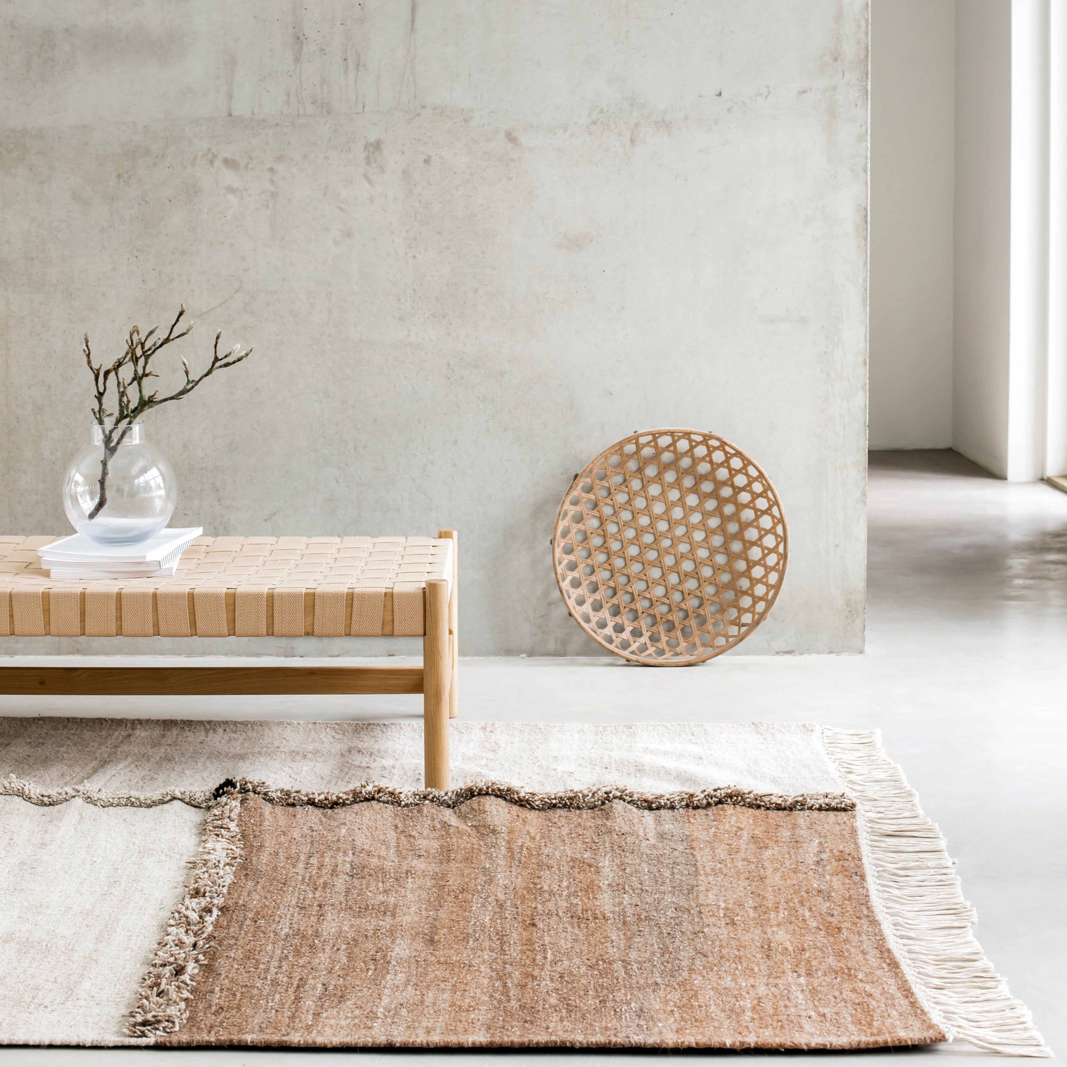 E-1027 White + Brown - Hand Woven Rug