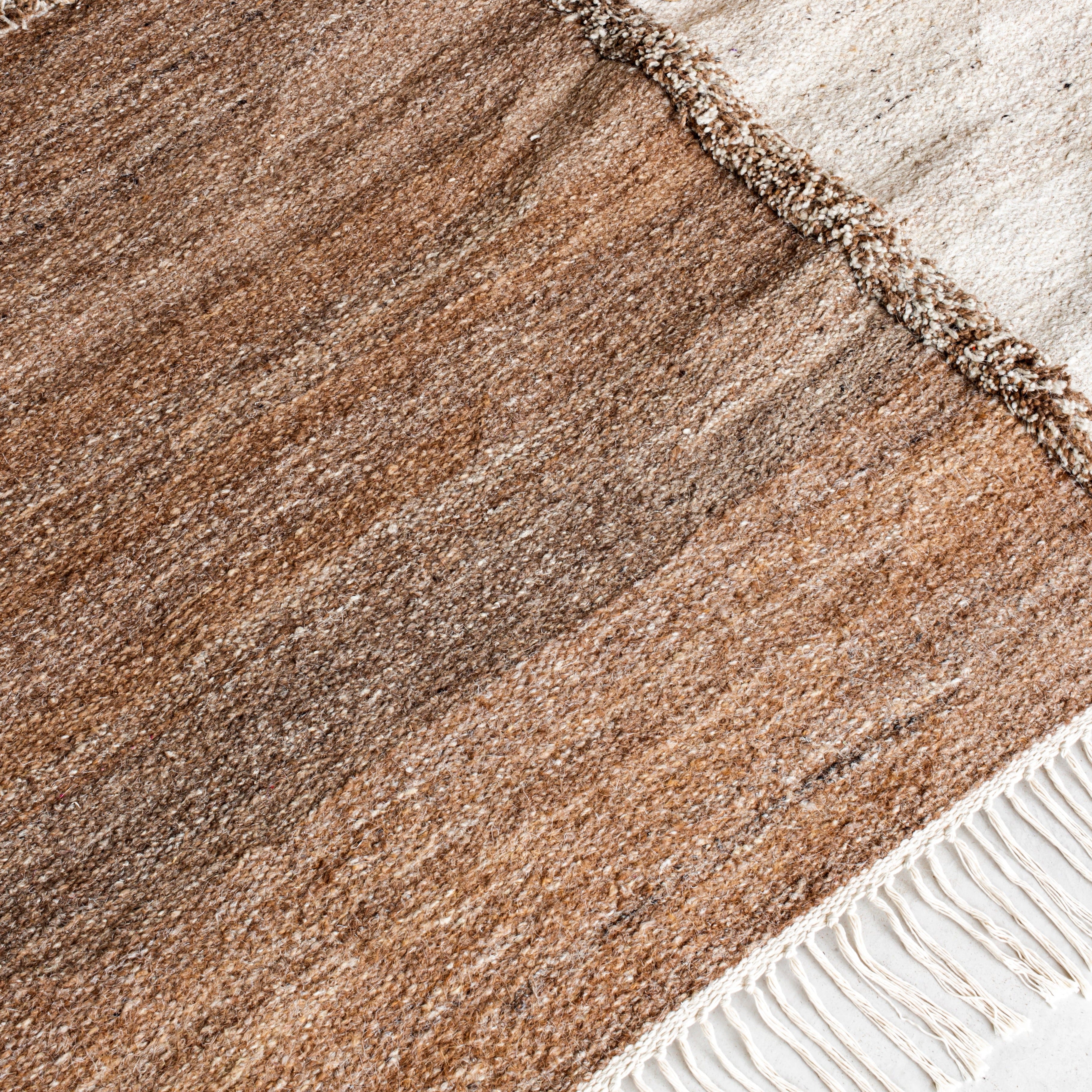 E-1027 White + Brown - Hand Woven Rug