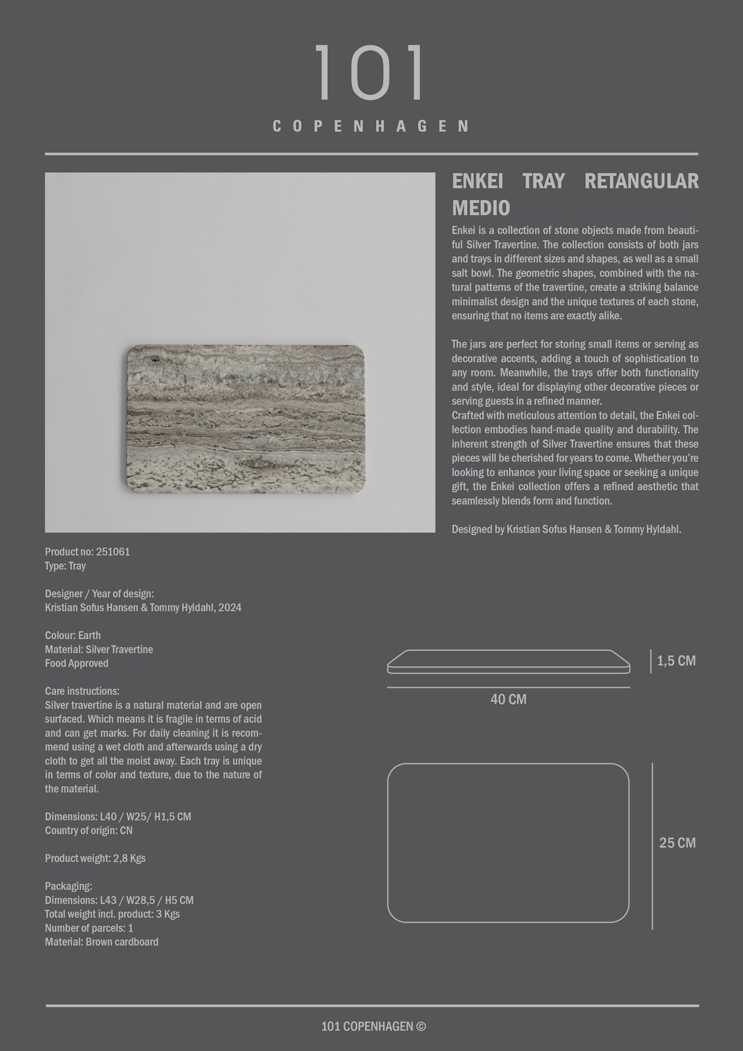 Enkei Tray & Serving Board Rectangular, Medio - Earth*