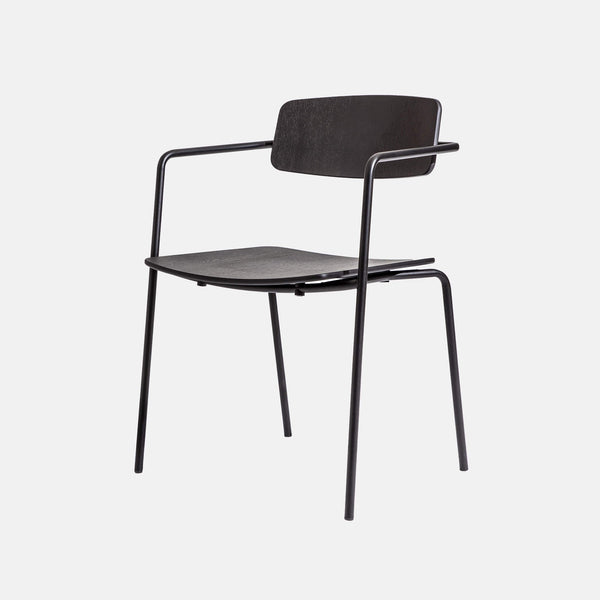 Open back dining chair, black version, side view