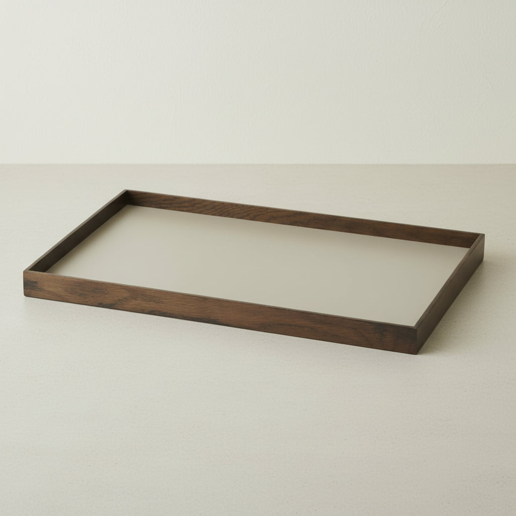 FRAME tray large, smoked oak/grey