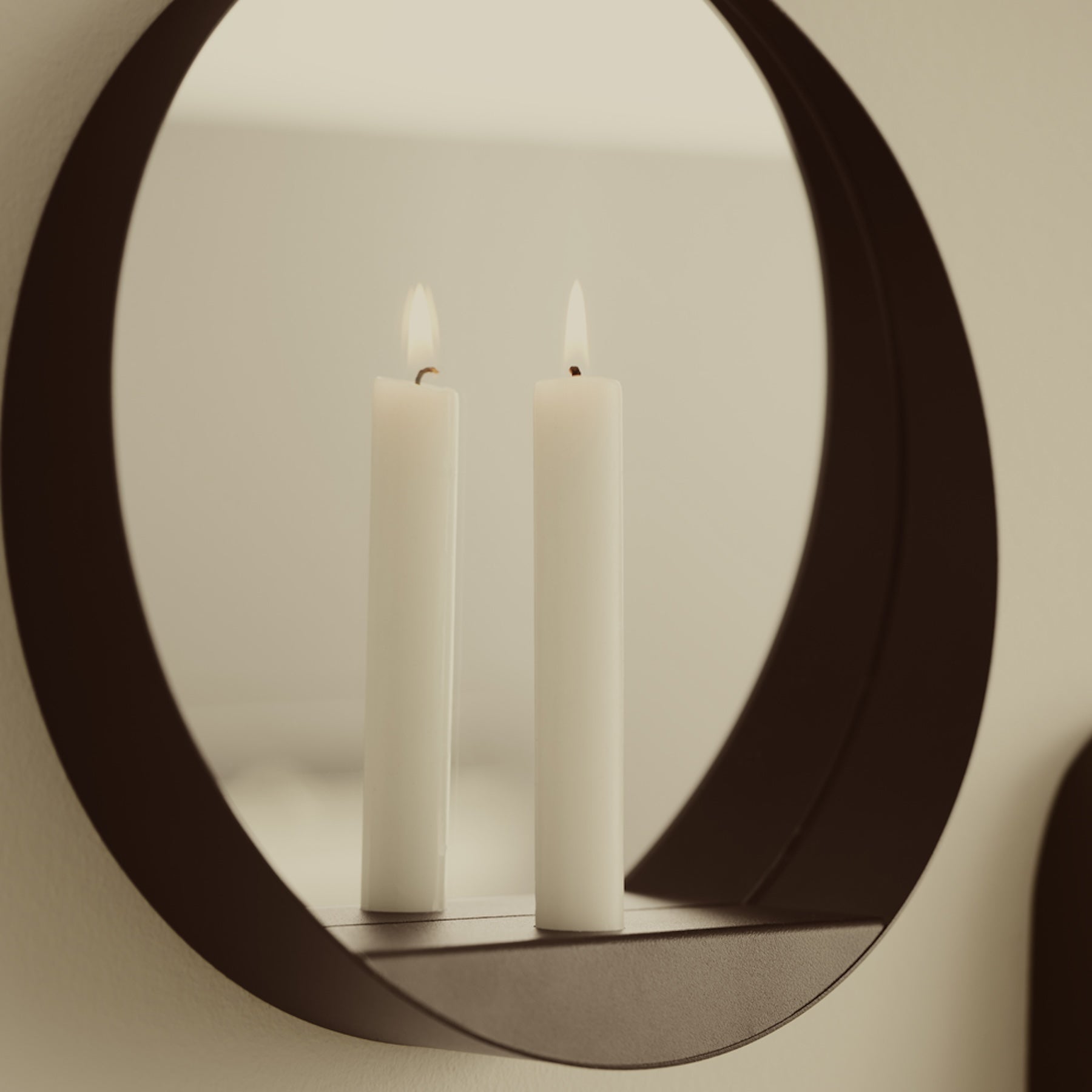 Glim candle mirror round