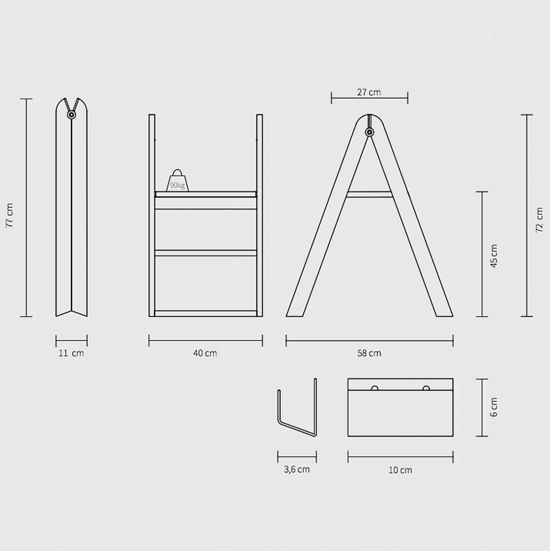 REECH Step Ladder, Dark Ash