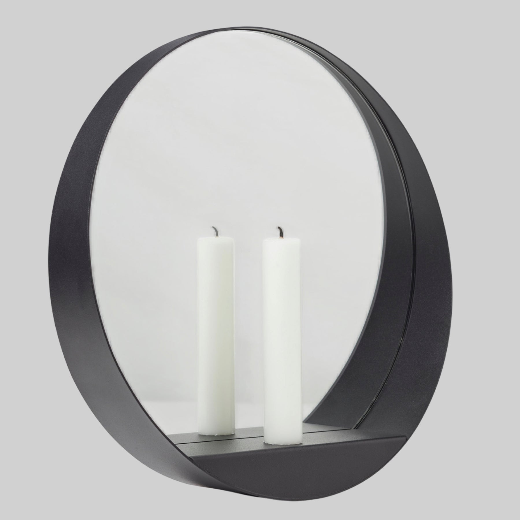 Glim candle mirror round