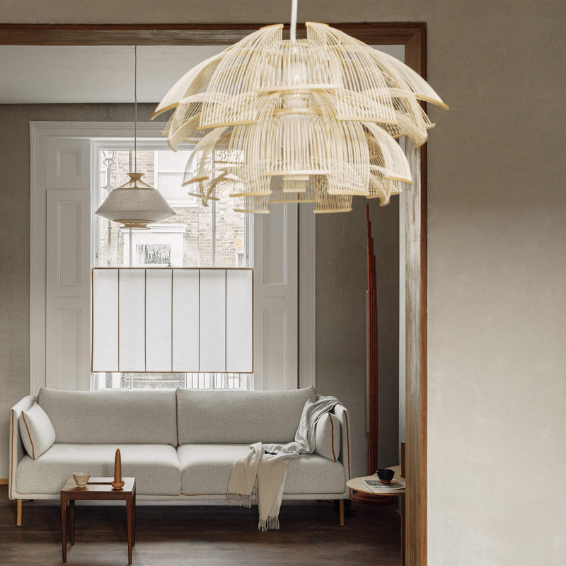 Bamboo pendant light placed in the living room