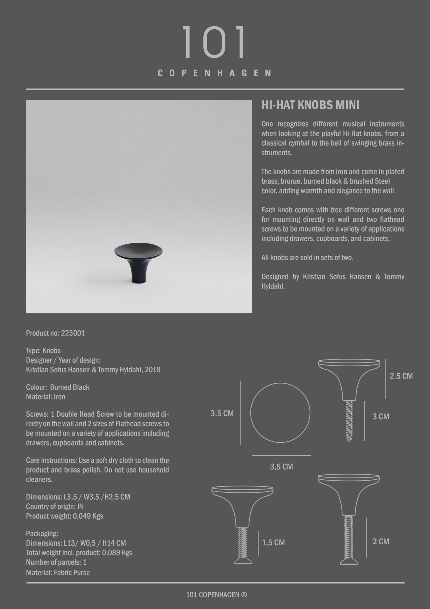 HiHat Knobs, Mini - Burned Black - 101 CPH