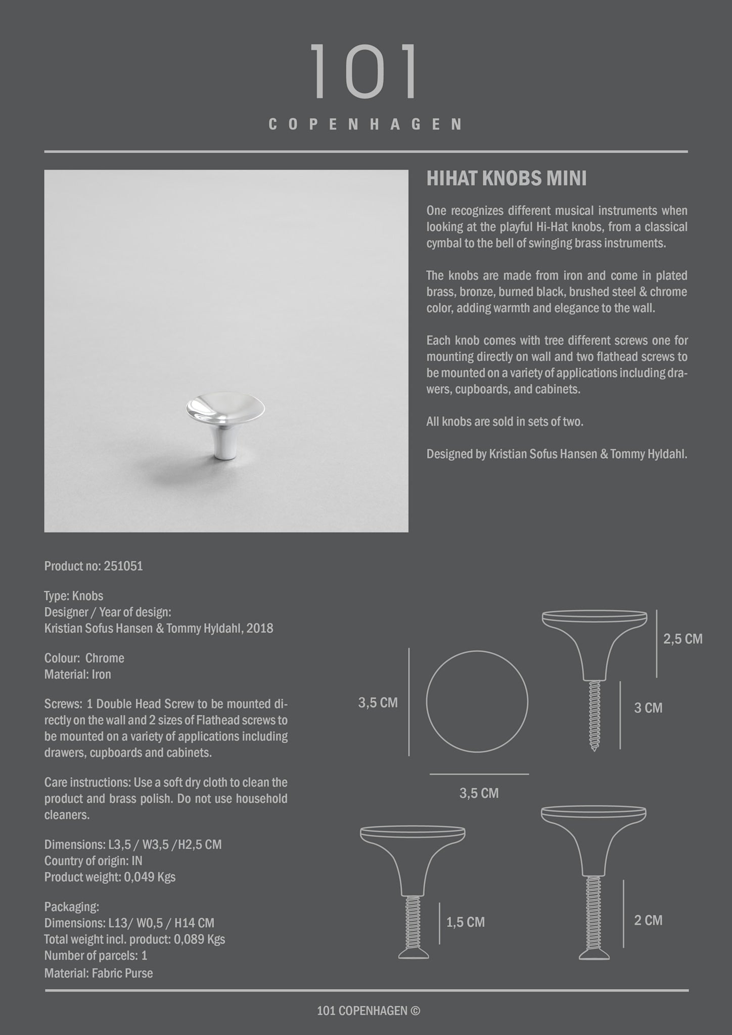 HiHat Knobs, Mini - Chrome*