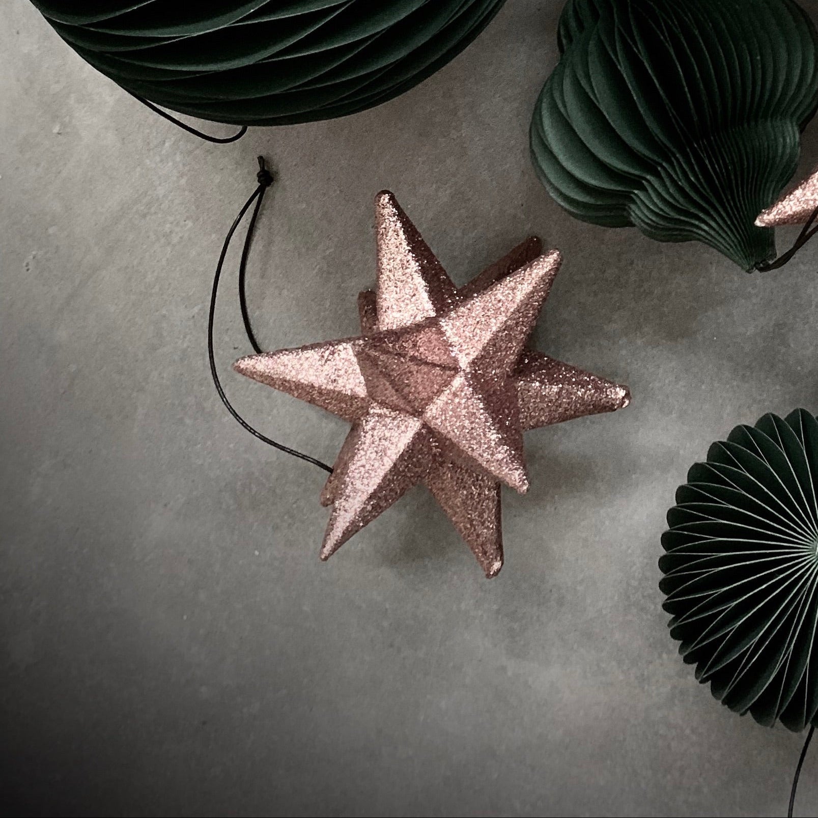 Holiday Ornament - Polygon star, rose gold. (box of 4)