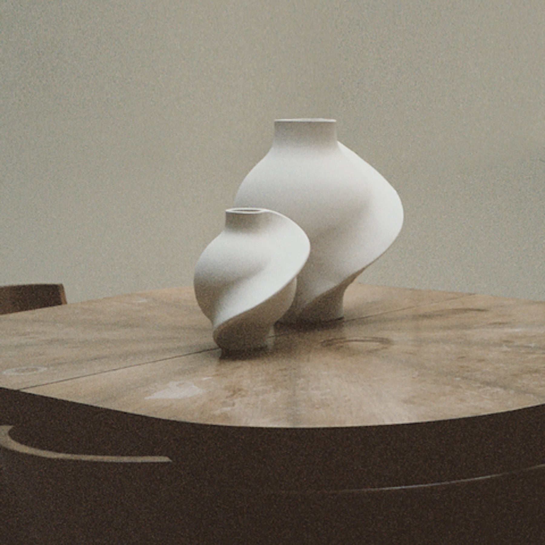 Ceramic Pirout Vase 02 Raw White