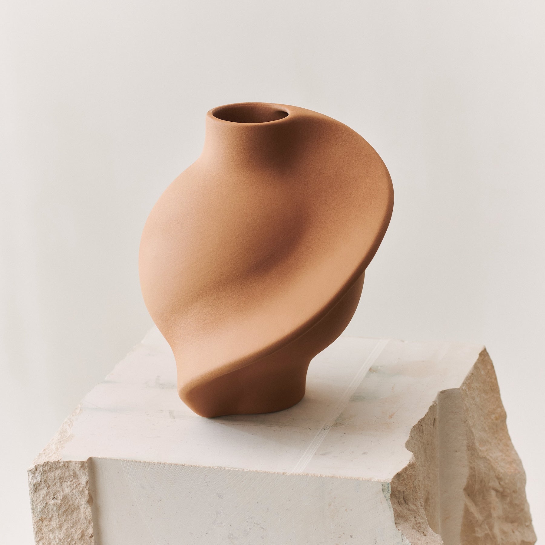 Ceramic Pirout Vase 01 Sanded Ocker