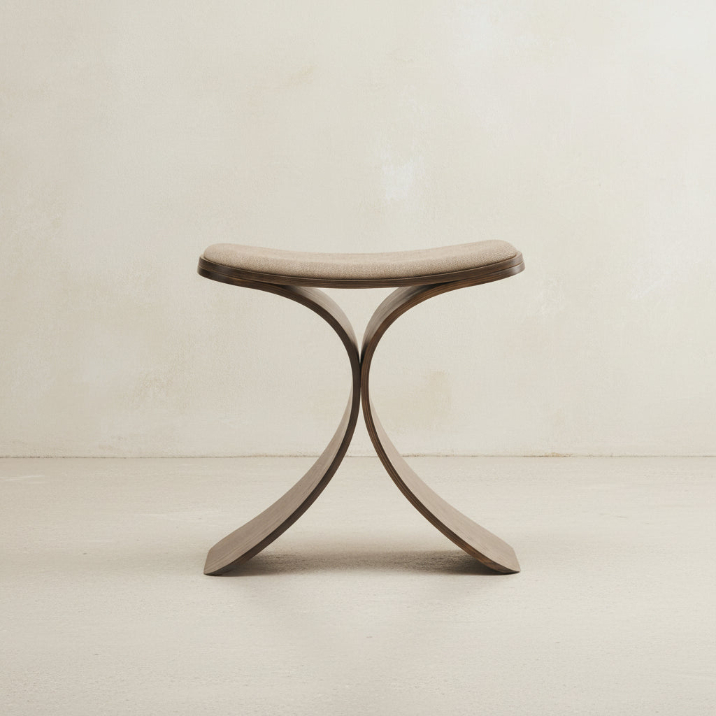 Luno Stool dark oak/ dark beige textile