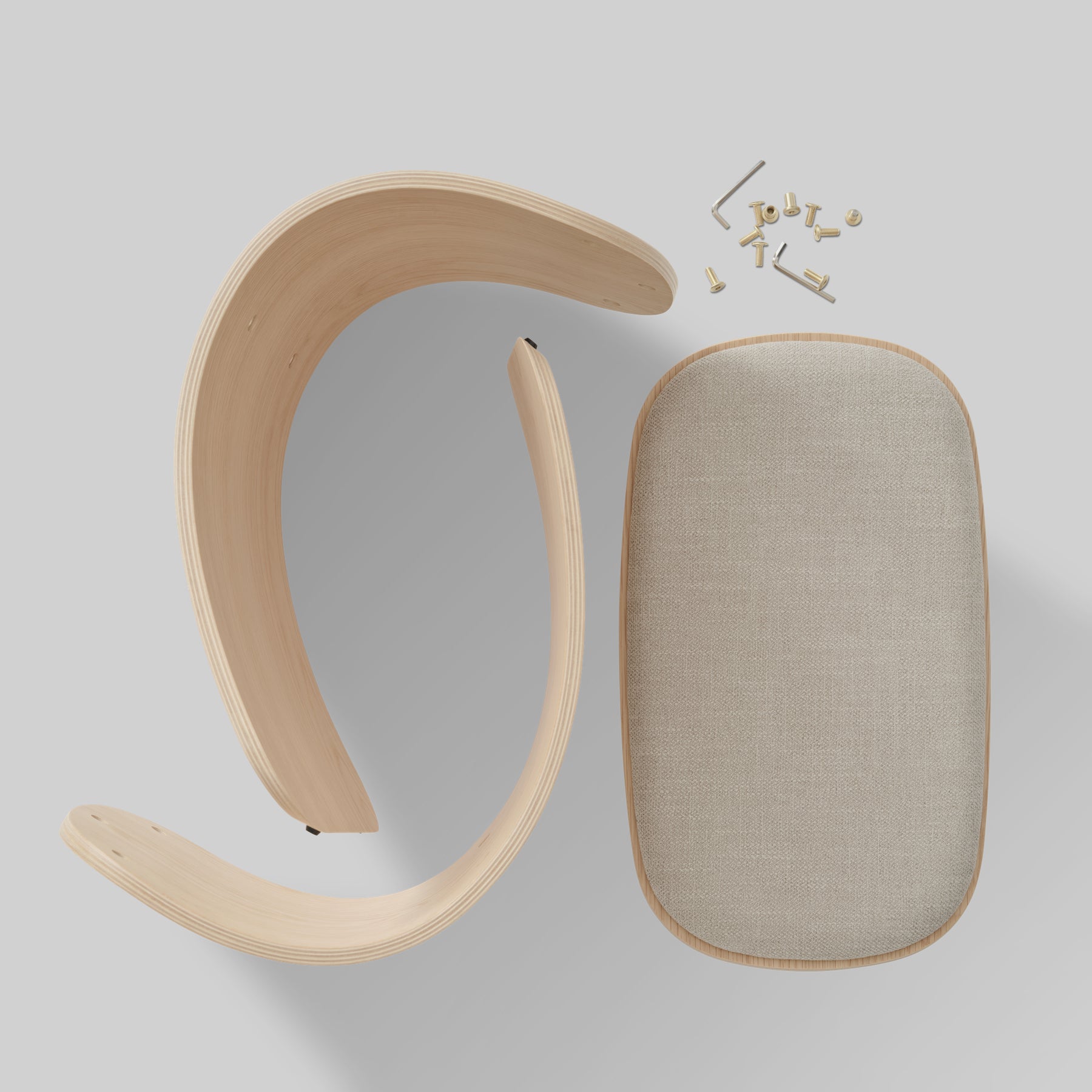Luno Stool oak/ beige textile*