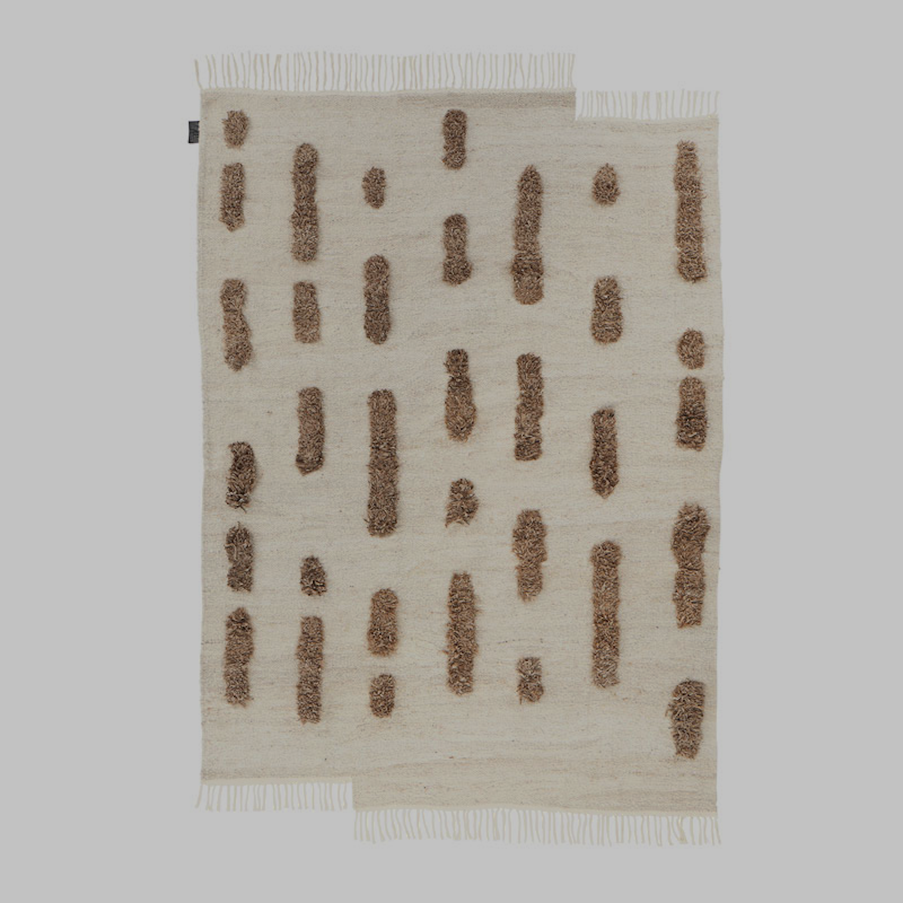 Laine - White + Brown - Hand Woven Rug